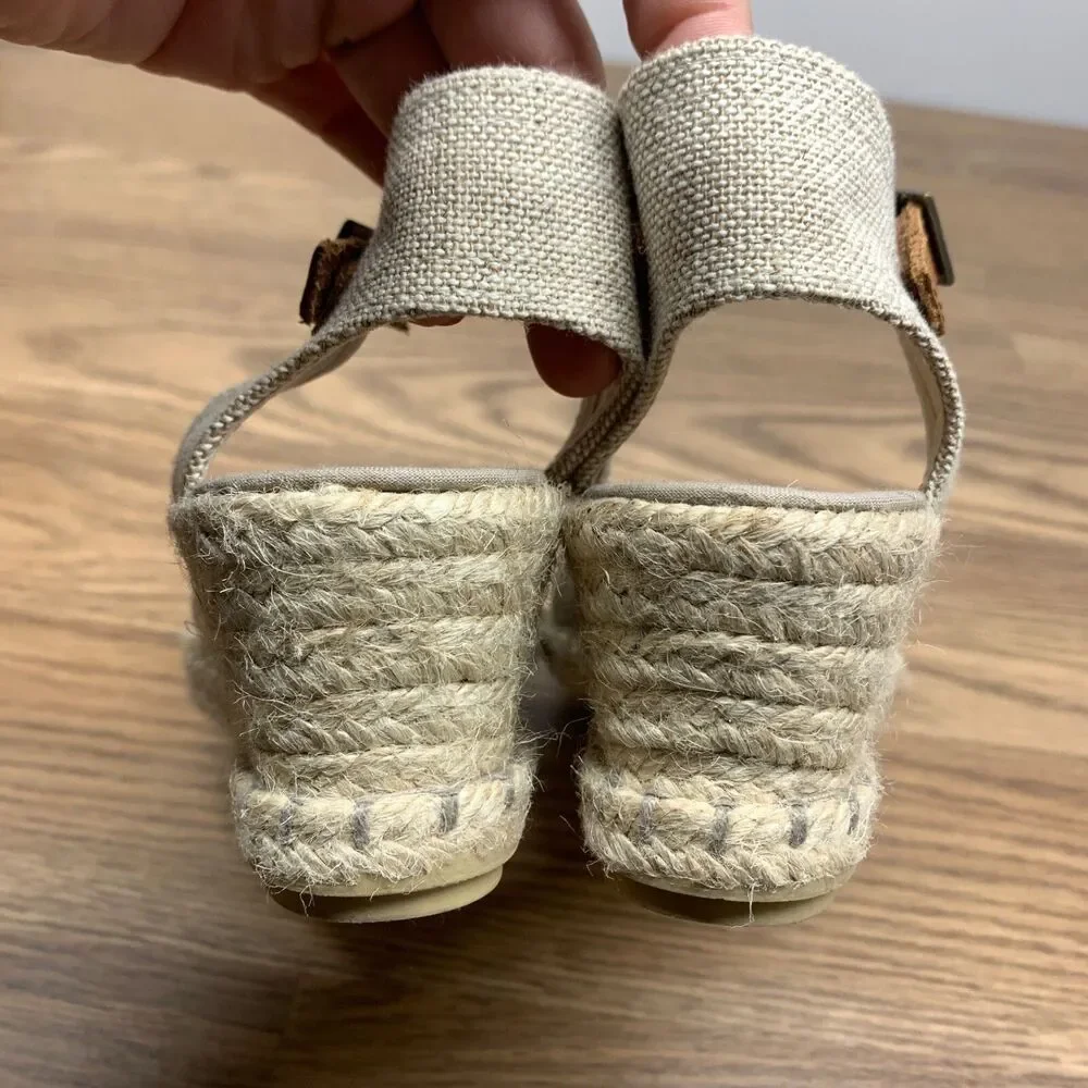 Verbenas‎ Womens Wedge Sandals Size 7.5 Beige Espadrille Ankle Strap